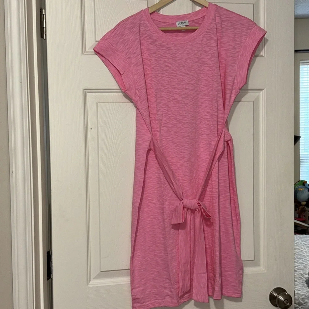 NWT J.Crew Pink Tie-Waist Mini Dress - Picture 4 of 9